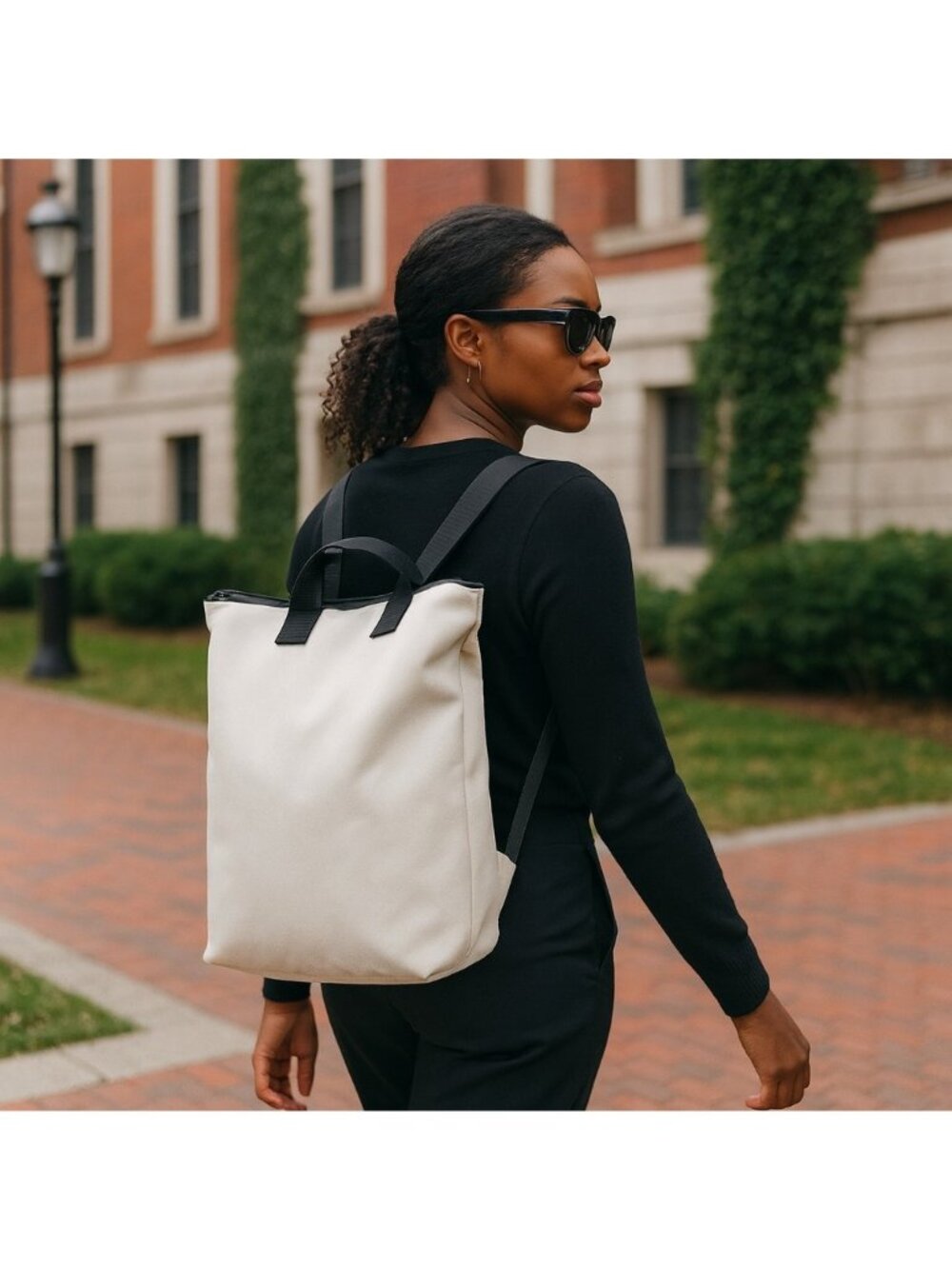 Ampersand As Apostrophe Textured Leather Unisex Backpack-Tote Taupe Gray